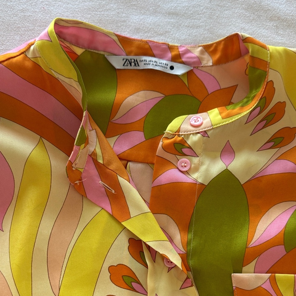 Zara Matching Set Multicolor Patterned Button Dow… - image 3